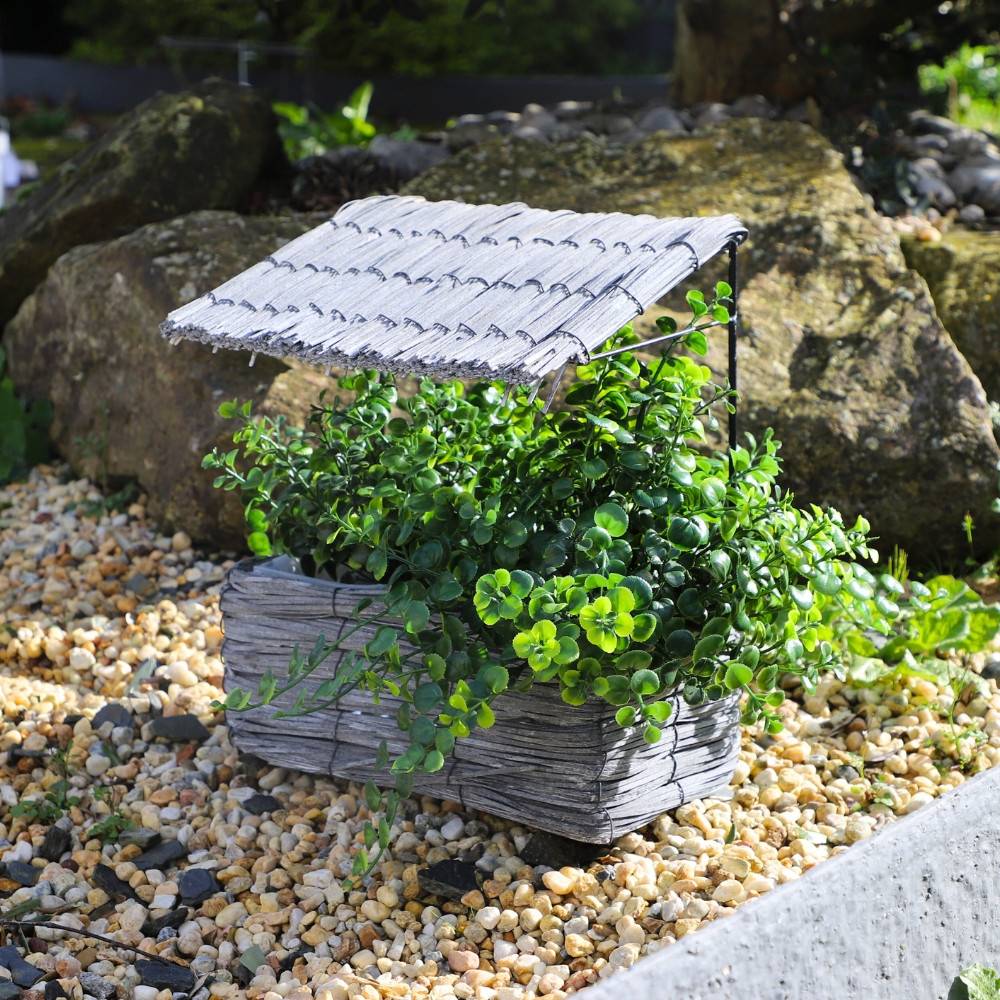Chemin De Campagne - Maisonette coupe rectangle en osier gris 28 x 15 x 30 cm Chemin de campagne - Image 3