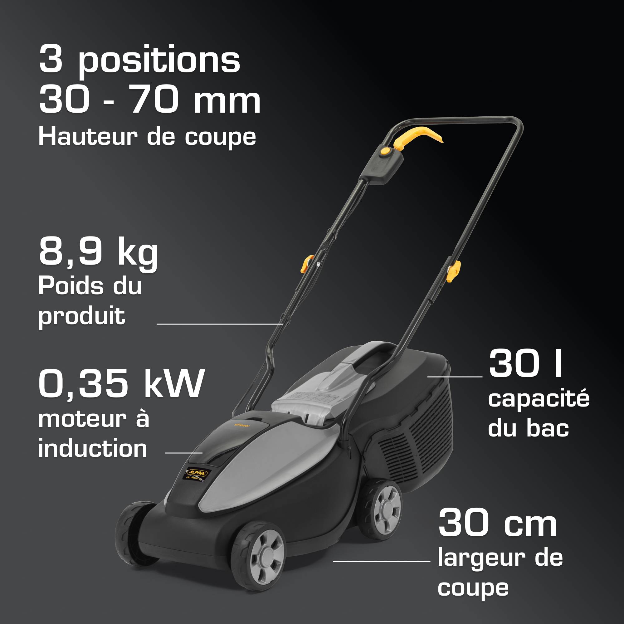 Alpina - Tondeuse sans fil AL1 3020 Li Kit, 30cm, batterie 20V (4Ah) et chargeur - Alpina - Image 6