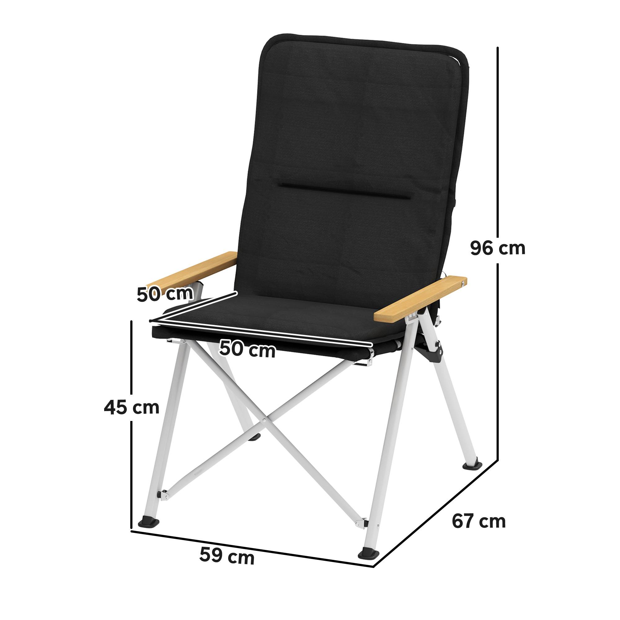 Chaise pliante camping pêche avec dossier haut et coussin amovible 59x67x96 cm noire, fauteuil confortable - Image 5