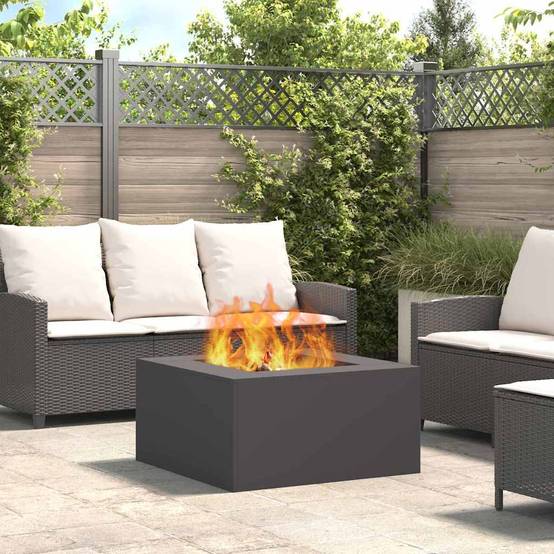 Très Grand Brasero Carré XXL 80cm Acier Foyer de Jardin Design Moderne Noir – ComfortXL Outdoor Living - Image 1