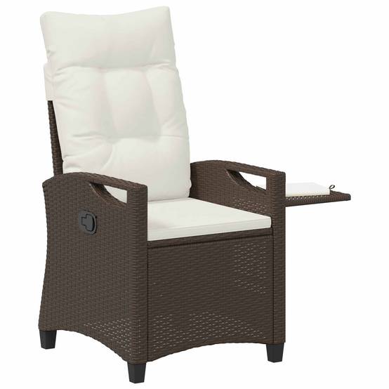 PANGIVO - Chaise de jardin inclinable polyrotin marron et crème 56 x 60 x 112 cm - PANGIVO - Image 3