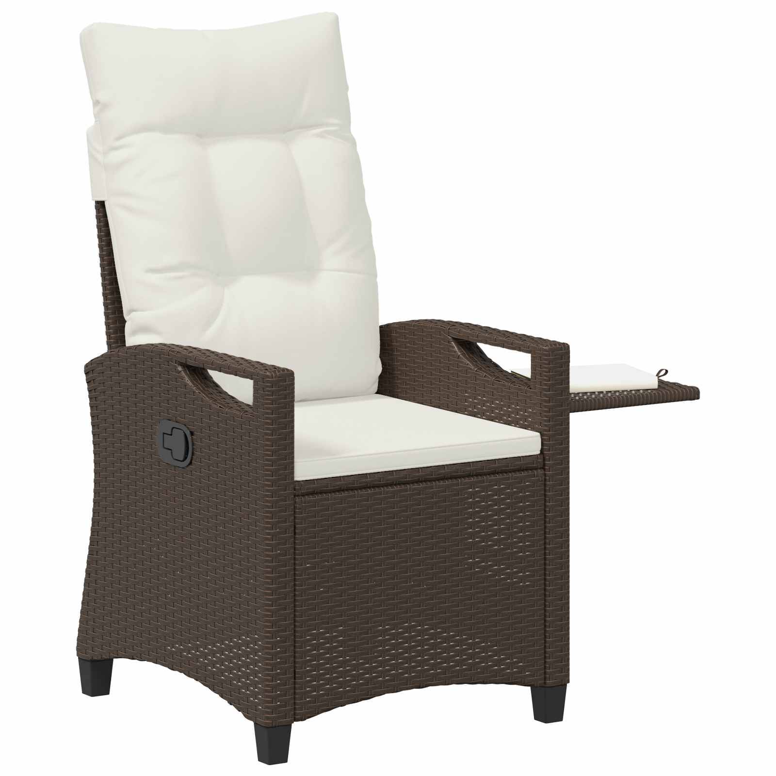 PANGIVO - Chaise de jardin inclinable polyrotin marron et crème 56 x 60 x 112 cm - PANGIVO - Image 3