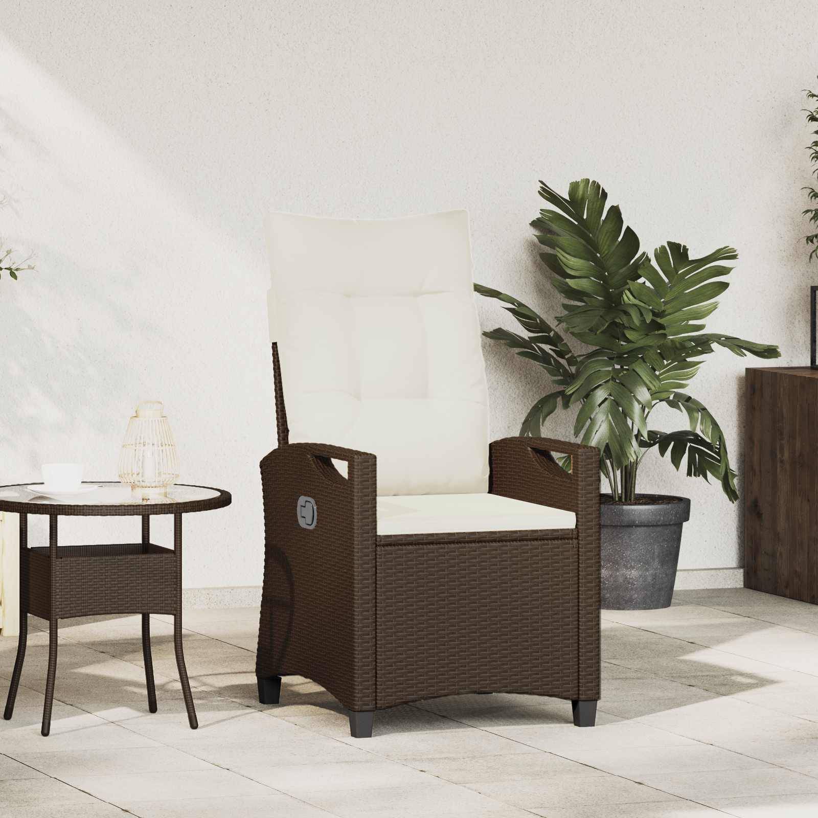 PANGIVO - Chaise de jardin inclinable polyrotin marron et crème 56 x 60 x 112 cm - PANGIVO - Image 1