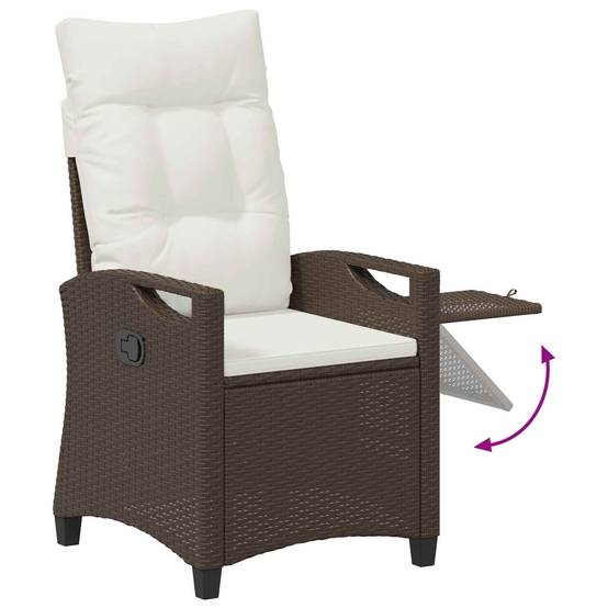 PANGIVO - Chaise de jardin inclinable polyrotin marron et crème 56 x 60 x 112 cm - PANGIVO - Image 8