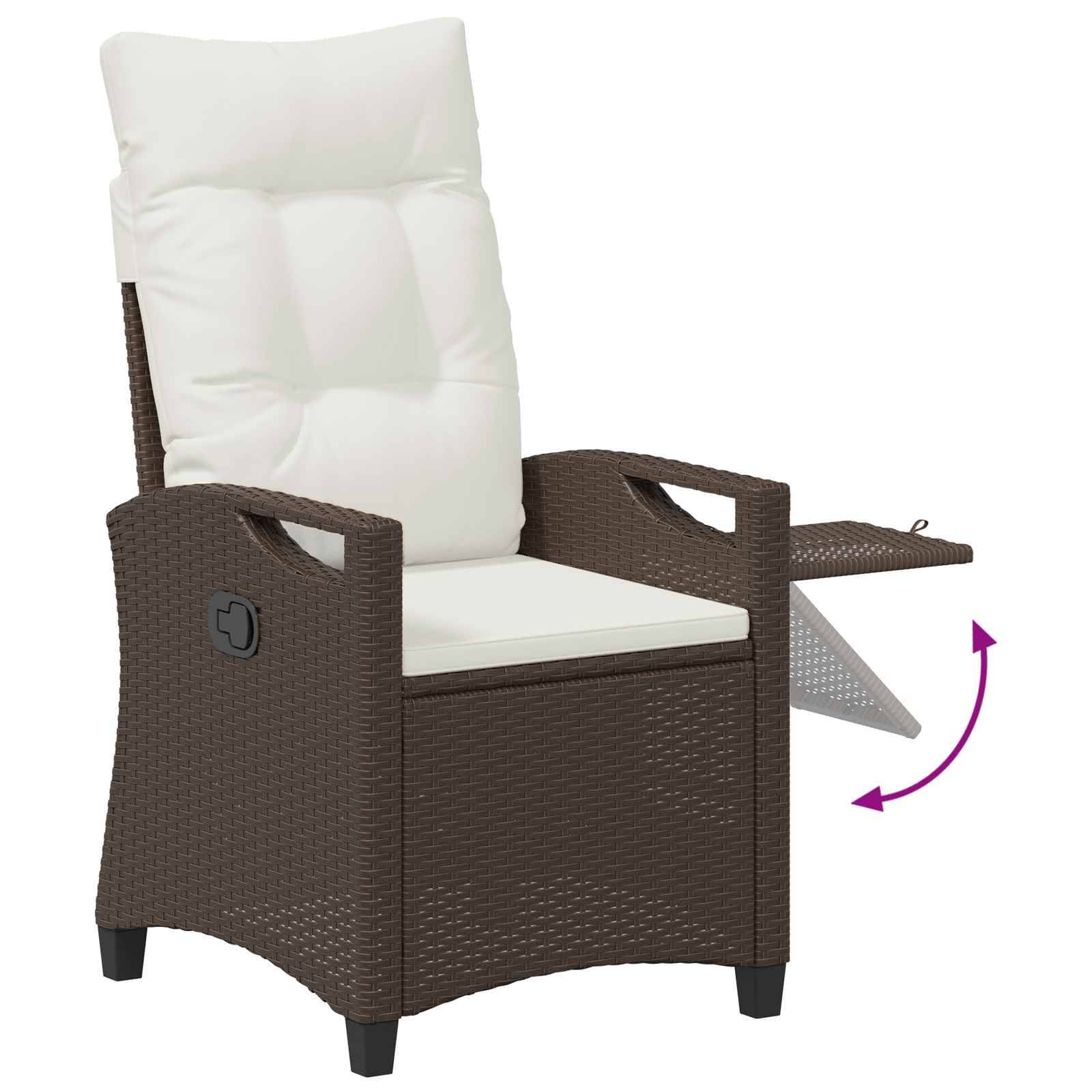 PANGIVO - Chaise de jardin inclinable polyrotin marron et crème 56 x 60 x 112 cm - PANGIVO - Image 8