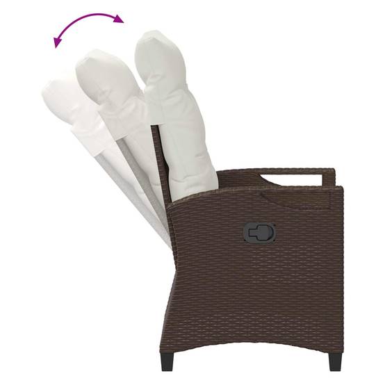 PANGIVO - Chaise de jardin inclinable polyrotin marron et crème 56 x 60 x 112 cm - PANGIVO - Image 9