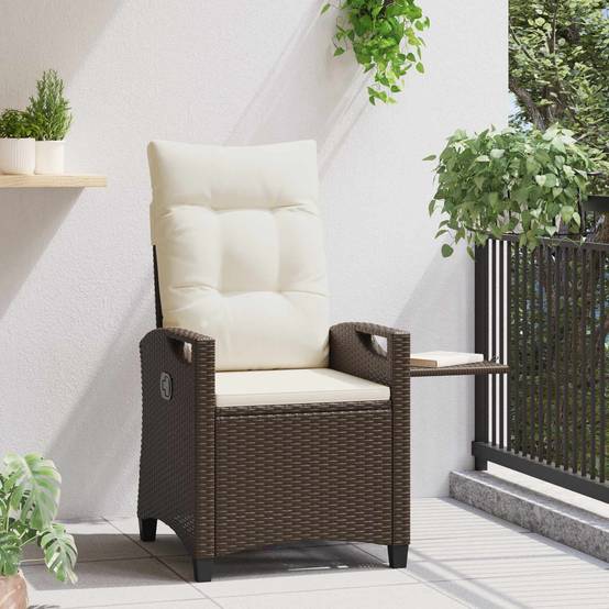 PANGIVO - Chaise de jardin inclinable polyrotin marron et crème 56 x 60 x 112 cm - PANGIVO - Image 4