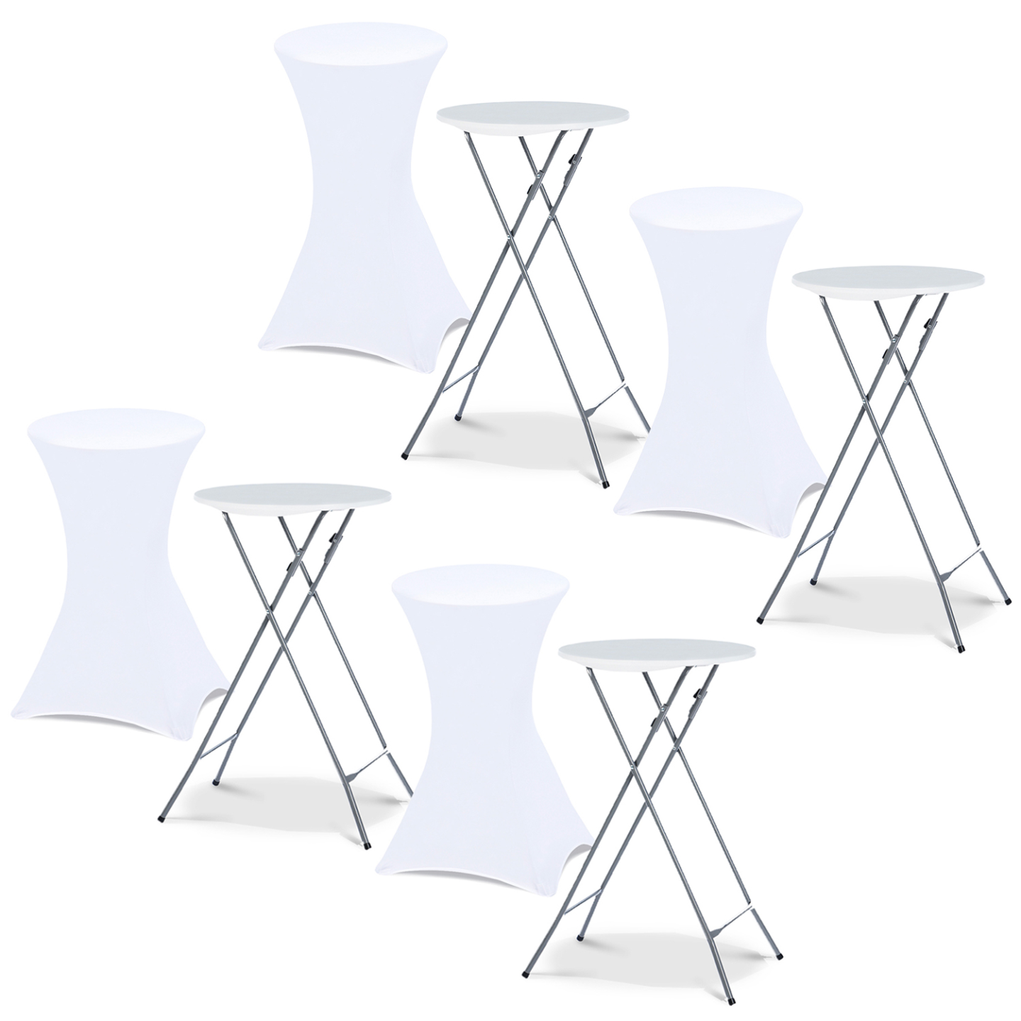 Lot de 4 tables hautes pliantes 105 cm et 4 housses blanches - Image 2