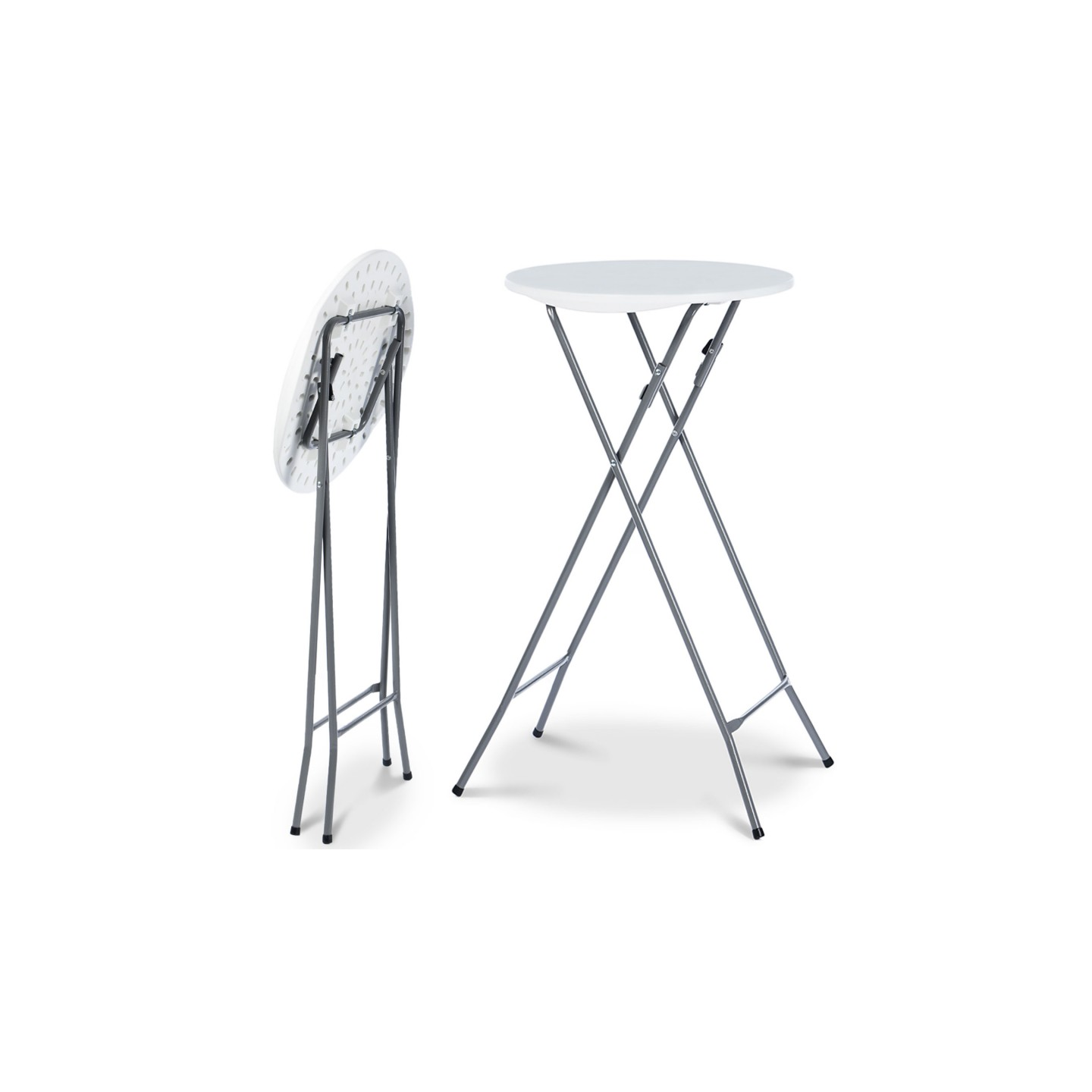 Lot de 4 tables hautes pliantes 105 cm et 4 housses blanches - Image 3