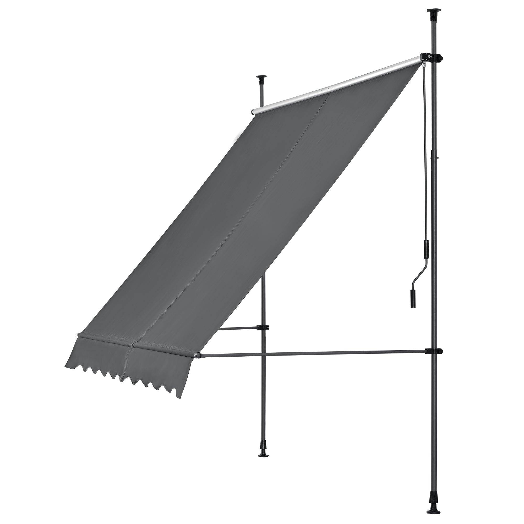 Brise-soleil prise-soleil métal et polyester hauteur variable gris 300 x 120 x 200-300 cm - Image 1