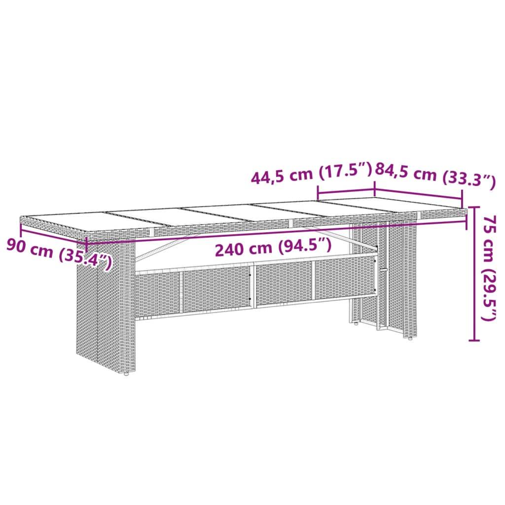 Salon de Jardin 10 Personnes Gris Grande Table 240cm et Fauteuils Inclinables – ComfortXL Outdoor Living - Image 9