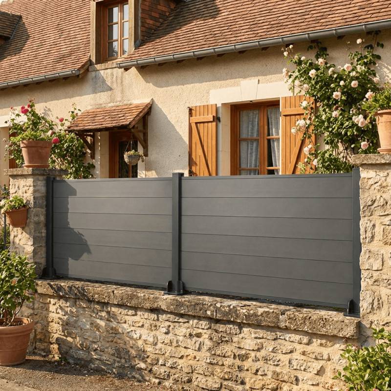 Kit clôture composite et aluminium sur platine L16.20m x H1m gris anthracite - Easy Clôture - Image 9
