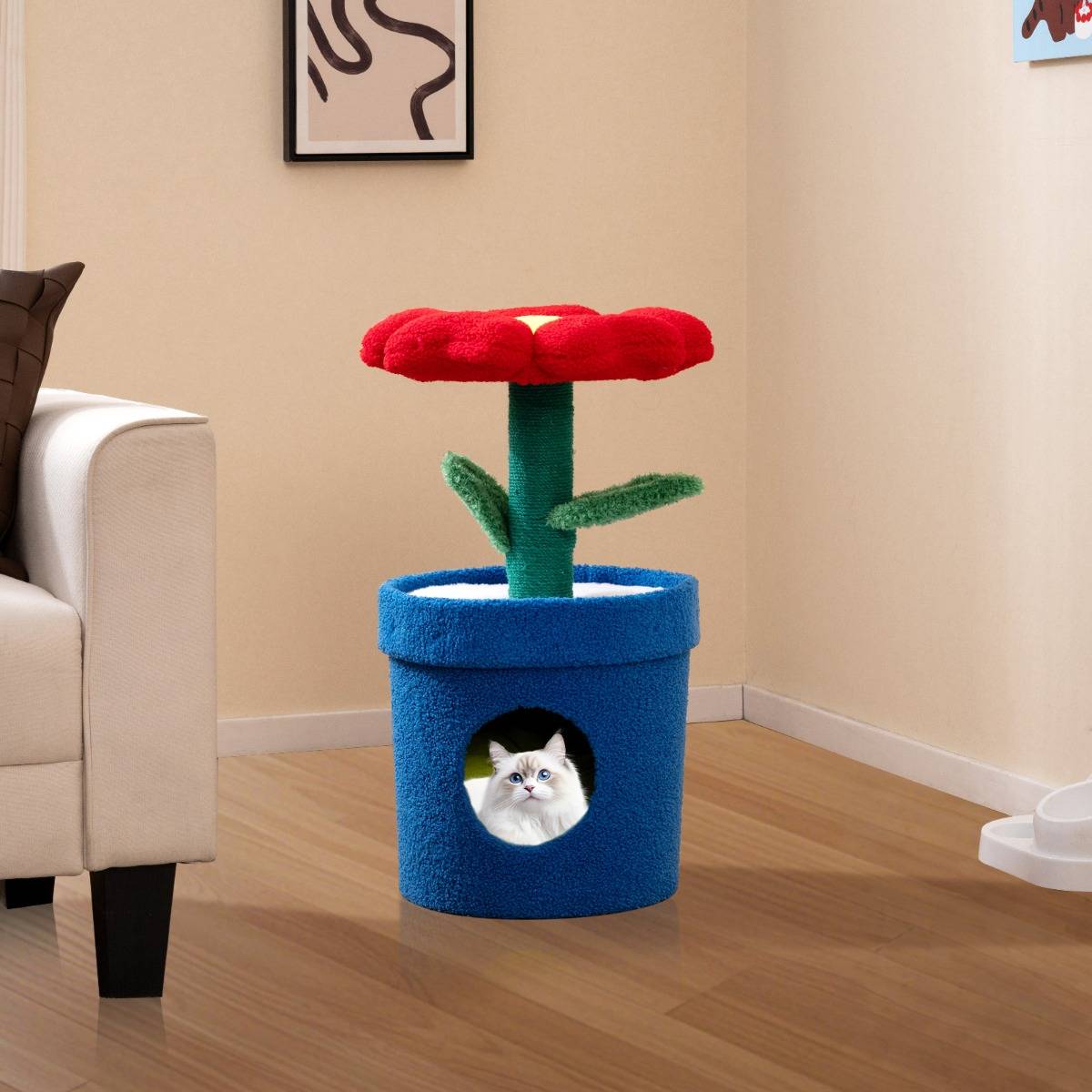 Maison Chic - Arbre à Chat Mignon pour Chats d'Intérieur Tour pour Chatons avec Perchoir Rembourré en Fleur - Image 4