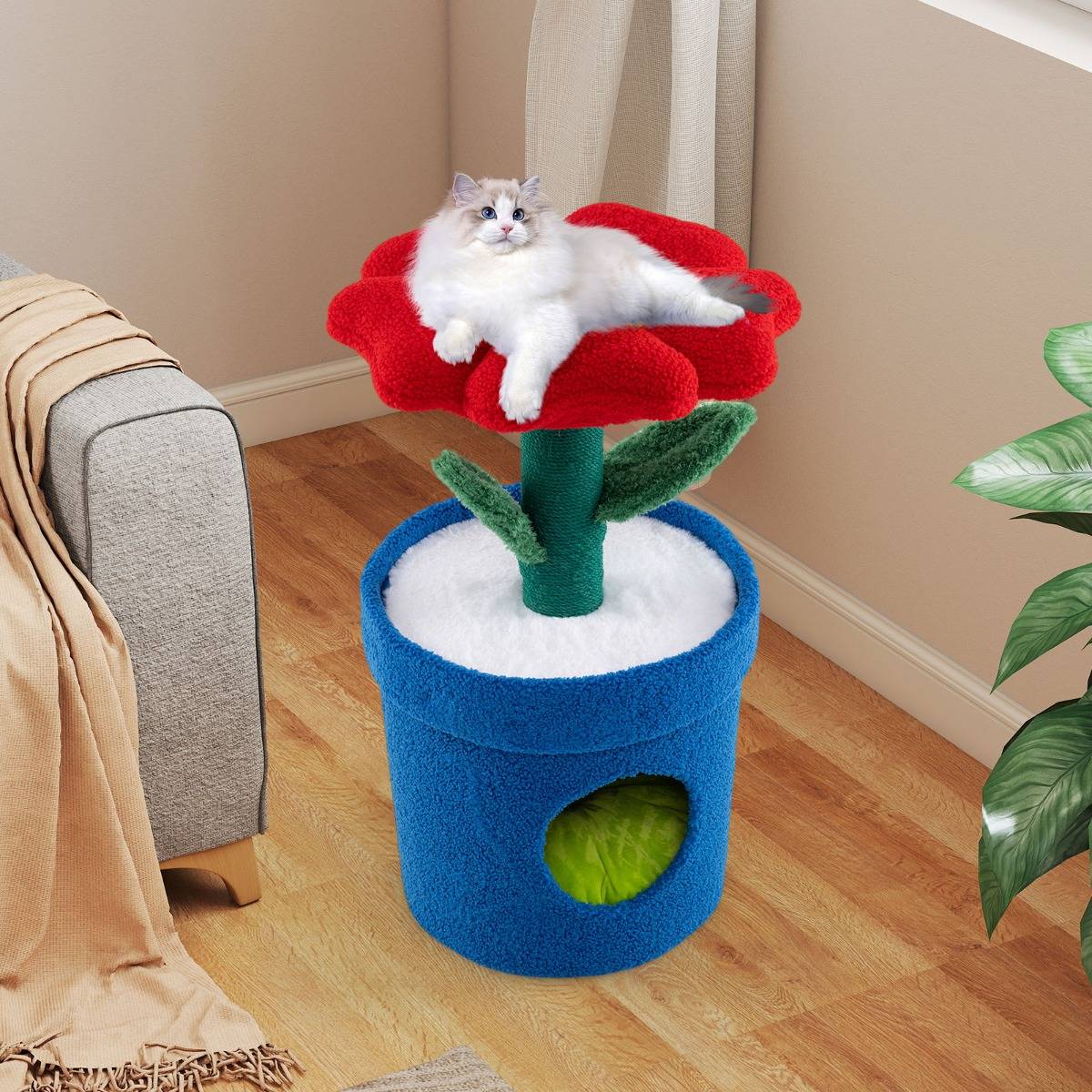 Maison Chic - Arbre à Chat Mignon pour Chats d'Intérieur Tour pour Chatons avec Perchoir Rembourré en Fleur - Image 2