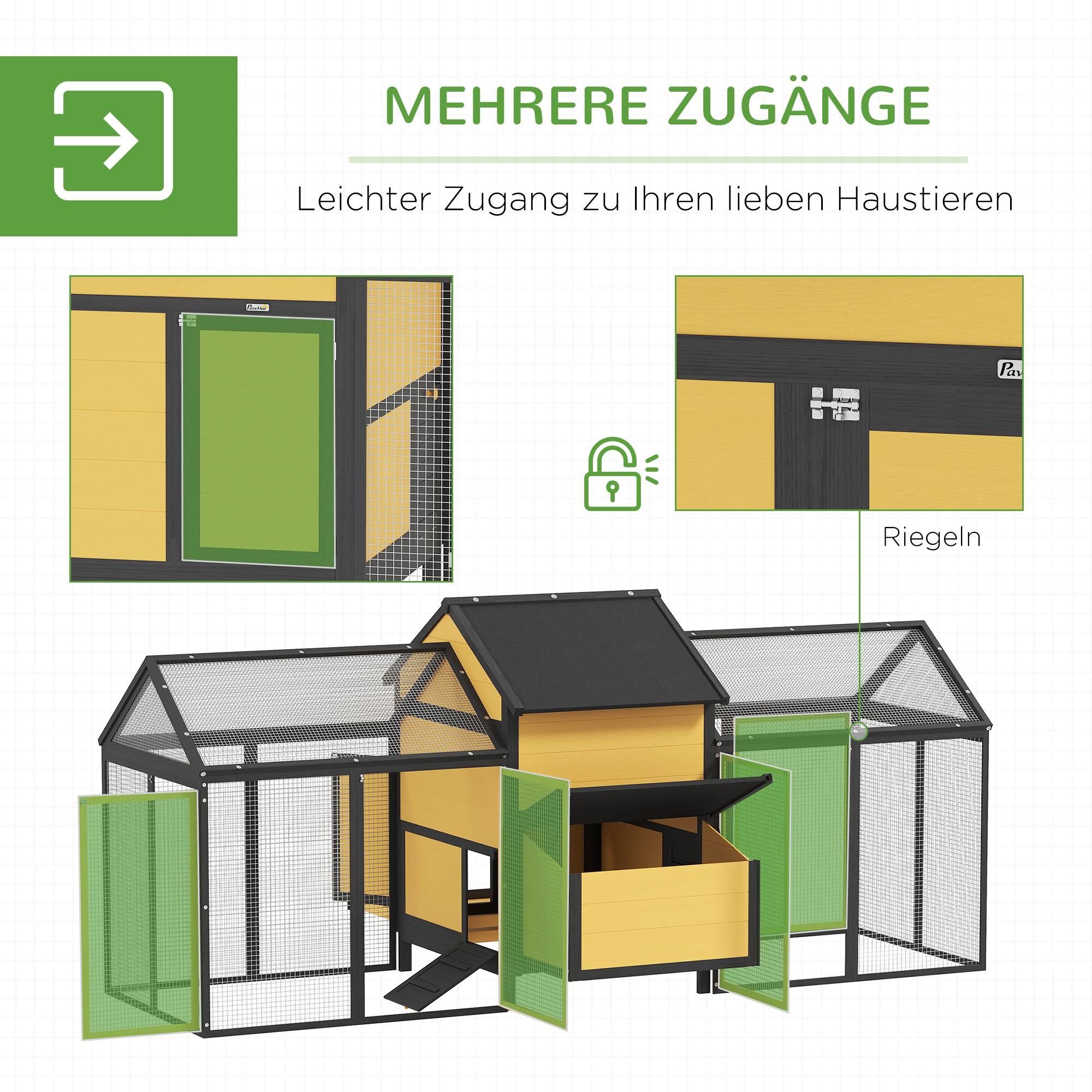 ComfortXL - Poulailler bois de sapin jaune 247 x 118 x 113,5 cm double parcours avec pondoir - ComfortXL Outdoor Living - Image 7