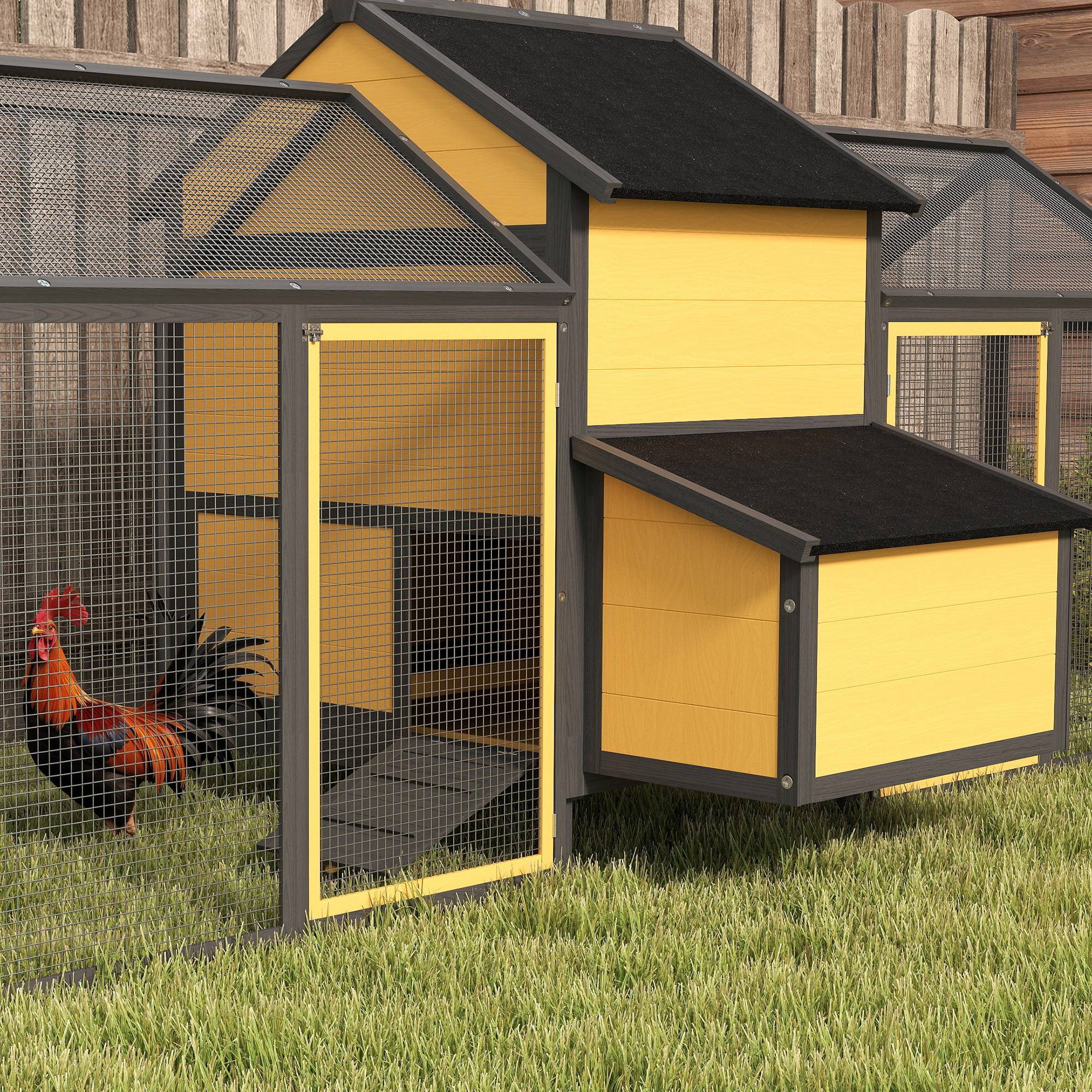 ComfortXL - Poulailler bois de sapin jaune 247 x 118 x 113,5 cm double parcours avec pondoir - ComfortXL Outdoor Living - Image 10