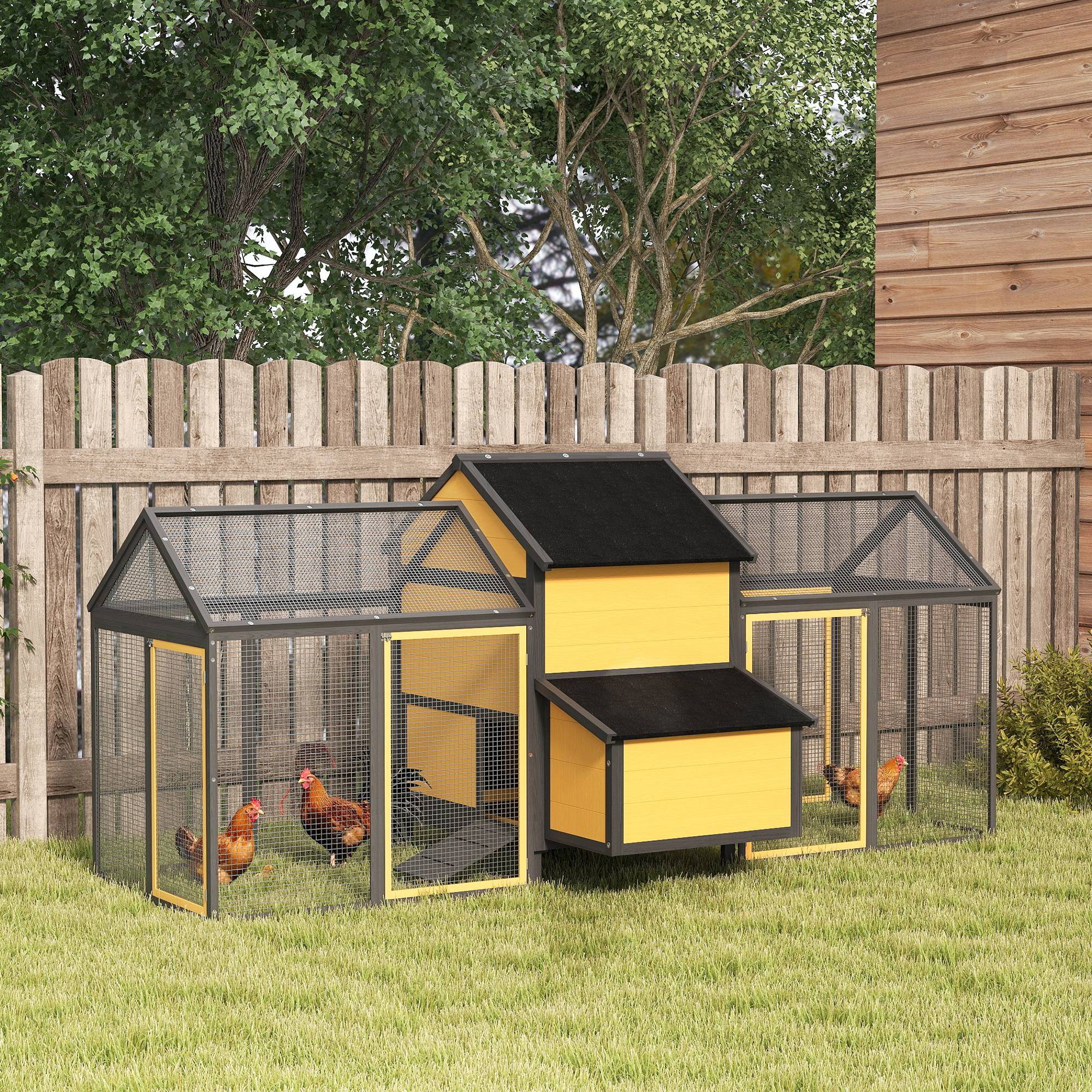 ComfortXL - Poulailler bois de sapin jaune 247 x 118 x 113,5 cm double parcours avec pondoir - ComfortXL Outdoor Living - Image 4