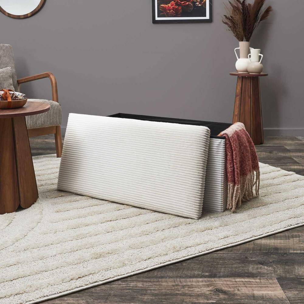 The Home Deco Factory - Coffre banc pliable en velours côtelé Scott - Image 2