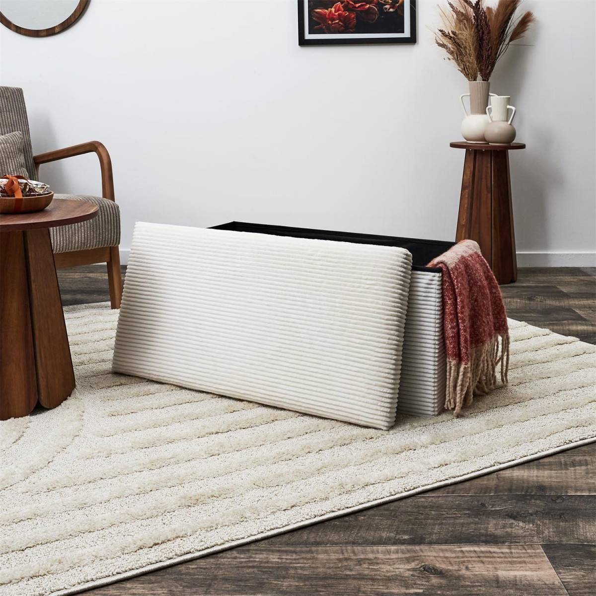The Home Deco Factory - Coffre banc pliable en velours côtelé Scott - Image 8