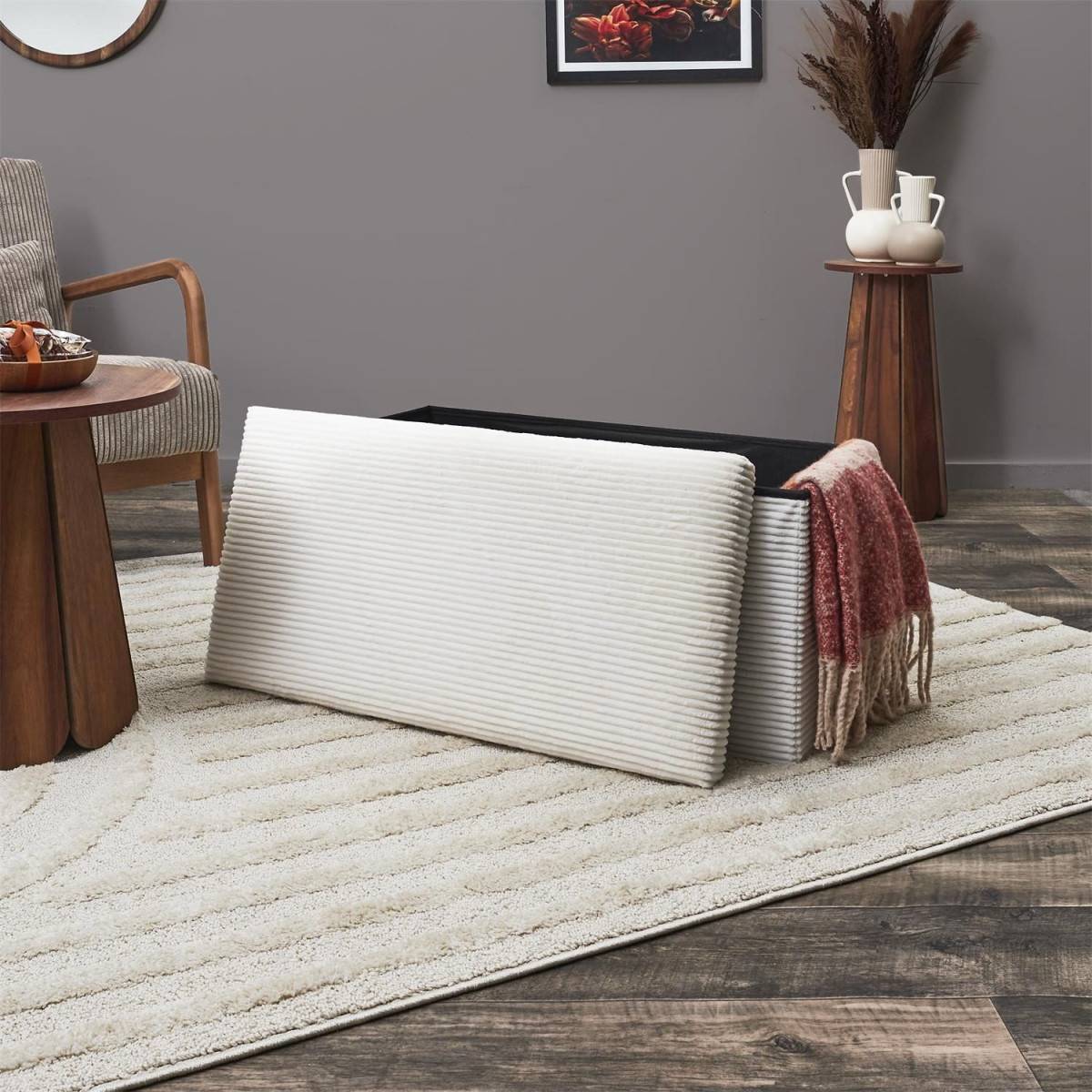 The Home Deco Factory - Coffre banc pliable en velours côtelé Scott - Image 7
