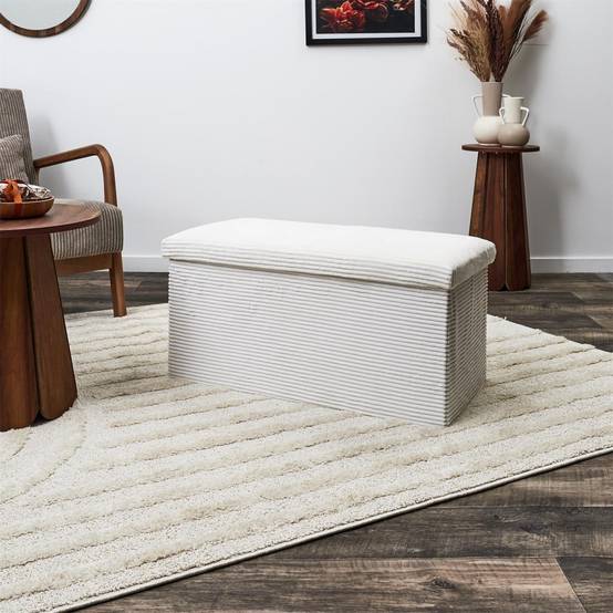 The Home Deco Factory - Coffre banc pliable en velours côtelé Scott - Image 6