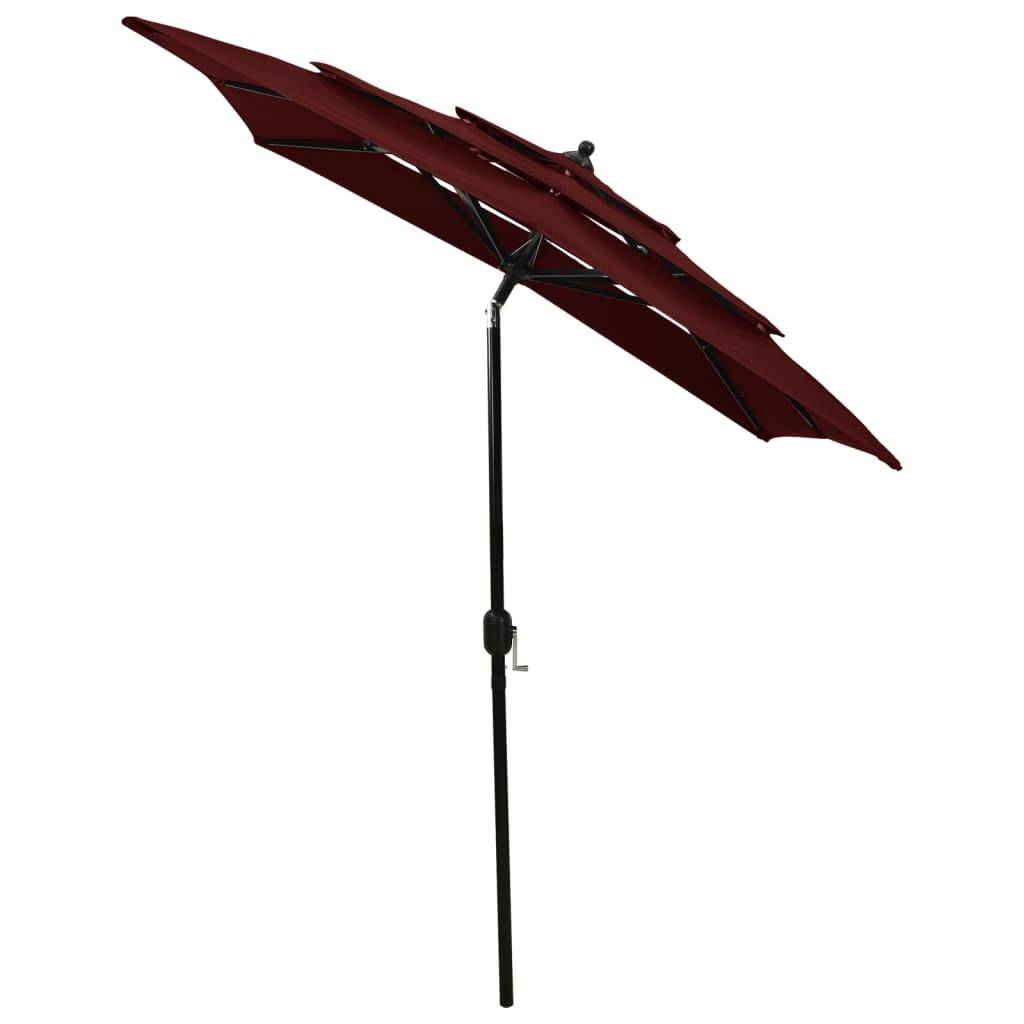Helloshop26 - Parasol à 3 niveau x avec mât en aluminium 2 x 2 m bordeaux - Image 3