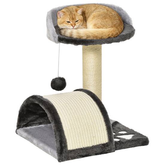 Arbre à chat pour petits chats, hauteur 46 cm, avec poteau à griffer, planche, plateformes et balle, 35,5 x 37 x 46 cm, gris - Image 1