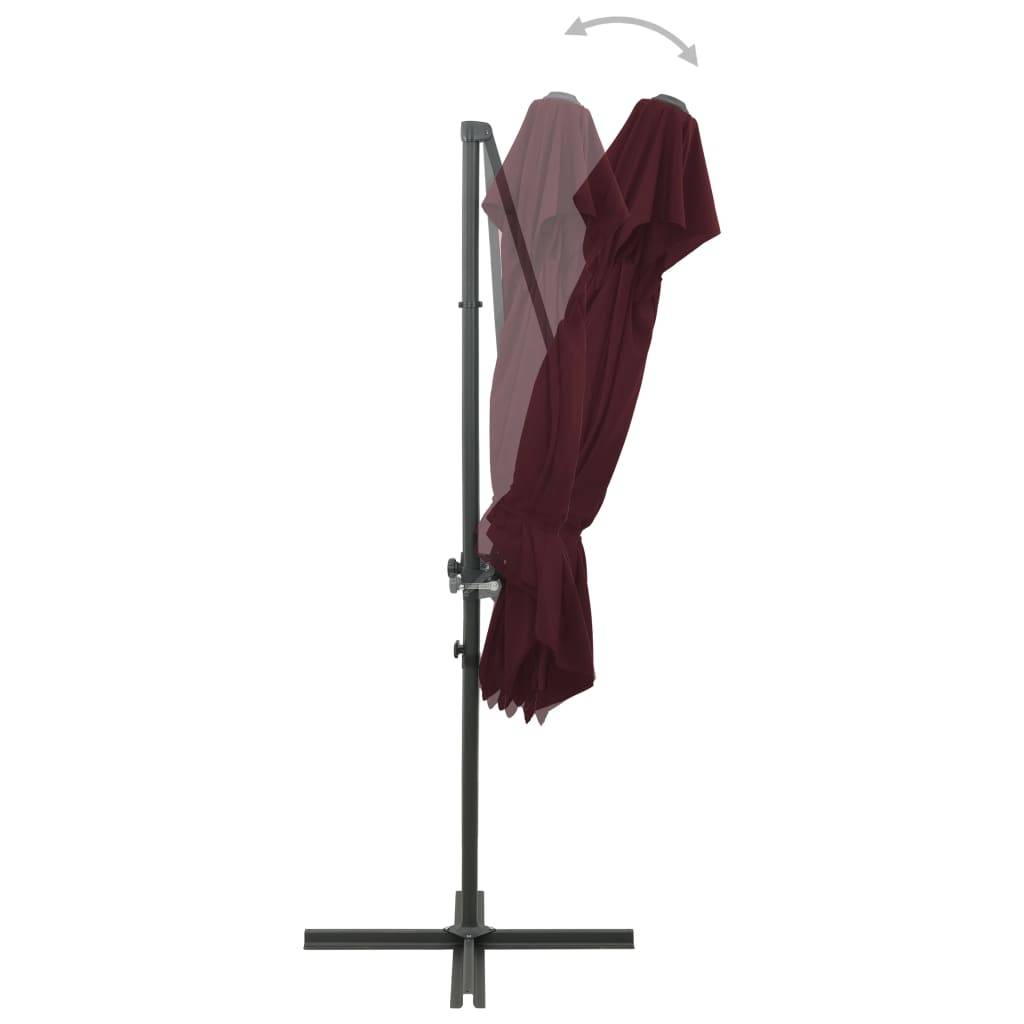 Helloshop26 - Parasol déporté à double toit 250 x 250 cm rouge bordeaux - Image 5