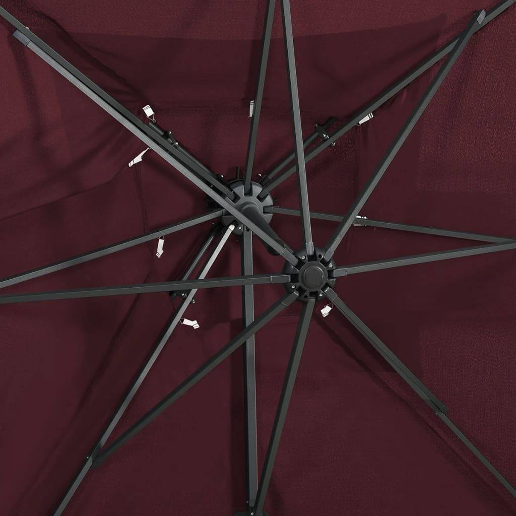Helloshop26 - Parasol déporté à double toit 250 x 250 cm rouge bordeaux - Image 6