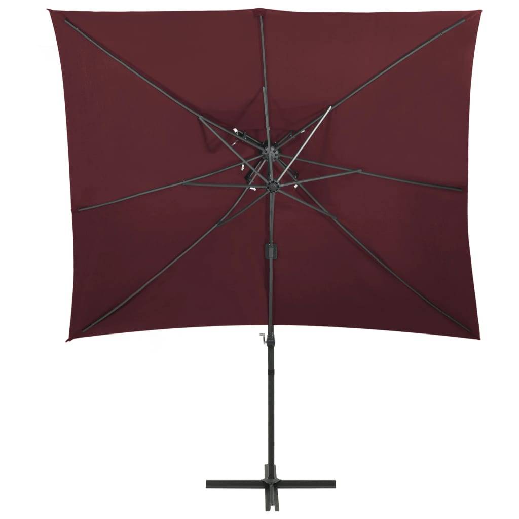 Helloshop26 - Parasol déporté à double toit 250 x 250 cm rouge bordeaux - Image 2