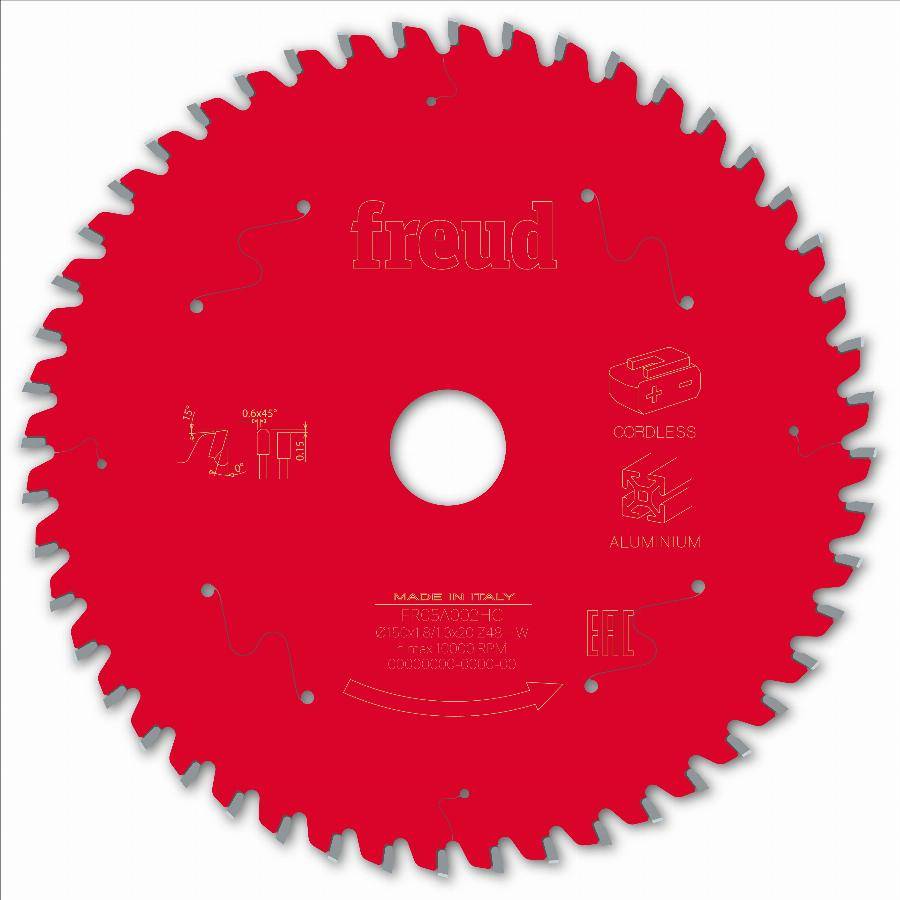 Lame pour scie circulaire portative sans fil FREUD - Ø150 1,8/1,3 AL20 Z48 TP 0° - F03FS10084 -FR05A002HC - Image 1