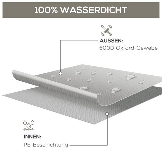 Housse de protection pour mobilier de jardin, résistante à l'hiver, imperméable et anti-UV, en tissu Oxford 600D, 210 x 140 x 80 cm, grise - Image 6