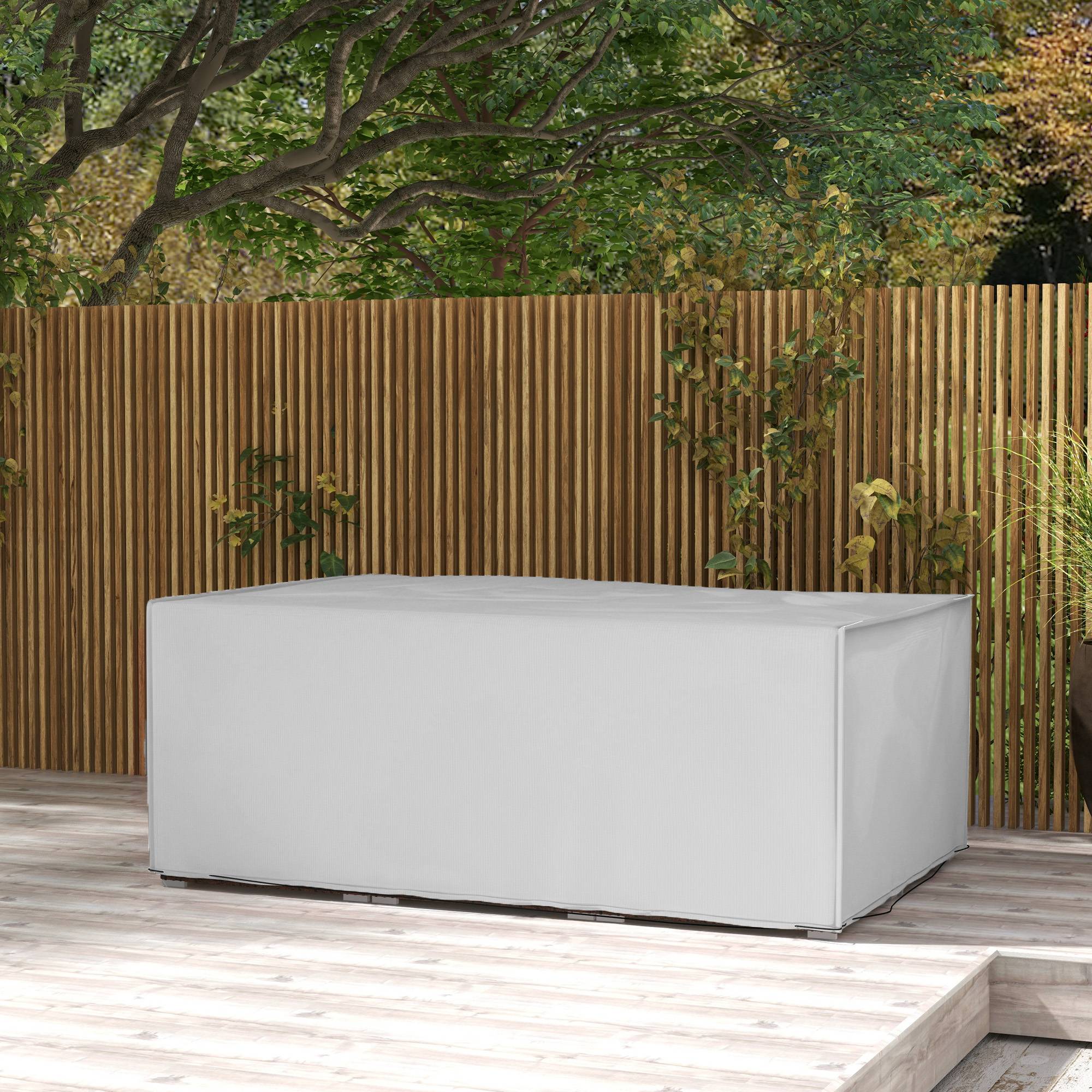 Housse de protection pour mobilier de jardin, résistante à l'hiver, imperméable et anti-UV, en tissu Oxford 600D, 210 x 140 x 80 cm, grise - Image 3