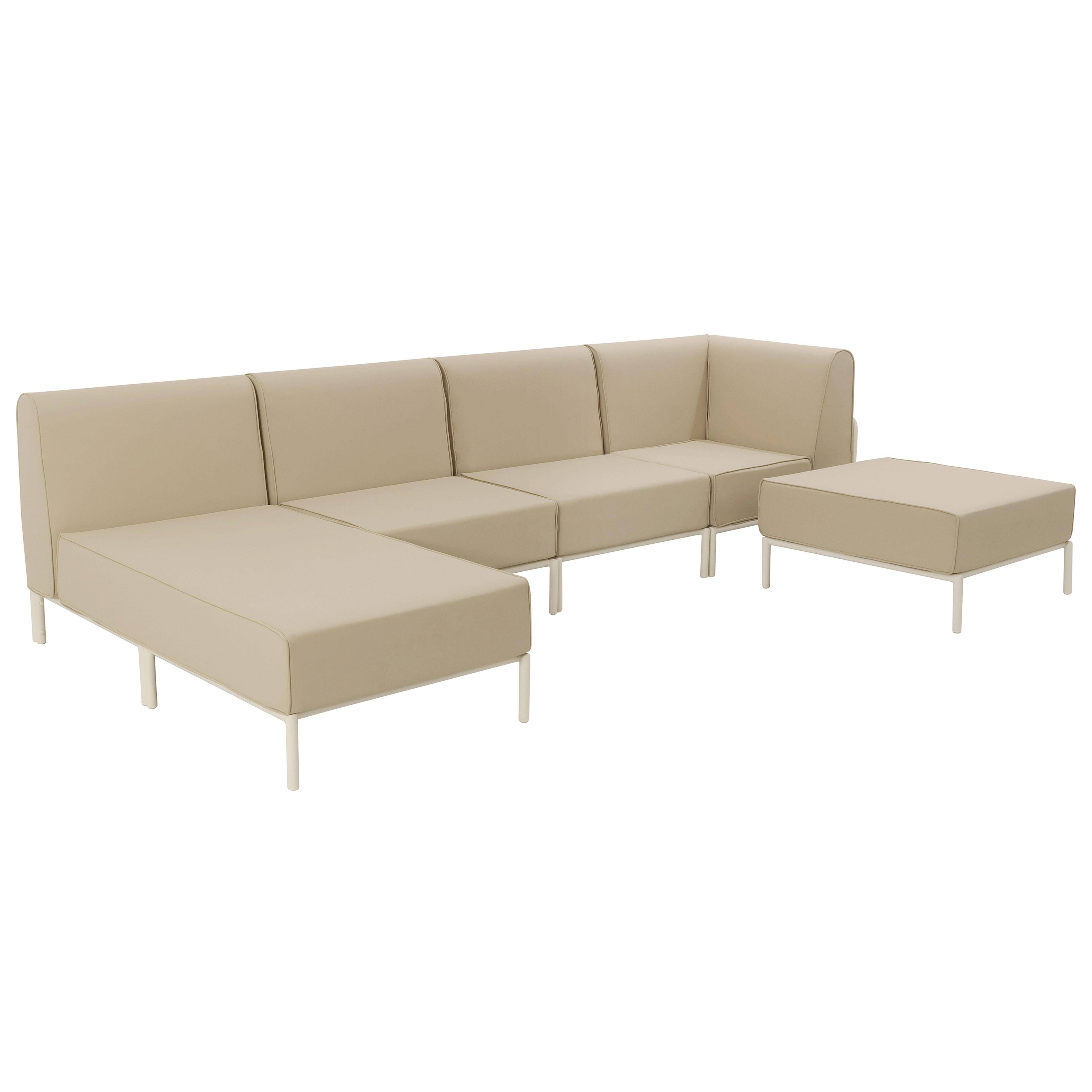 Oviala - Salon de jardin bas modulable uni 5 places beige Patio - Oviala - Image 1