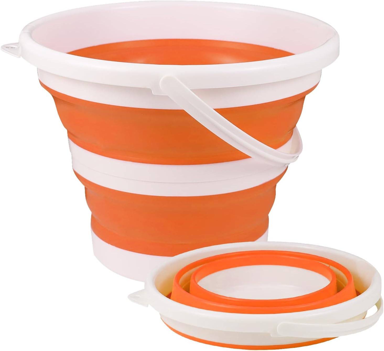 Seau pliable en silicone pour camping,seau en plastique, voyages, lavage de voiture et usage domestique (orange) (10 litres)-Lytech - Image 1