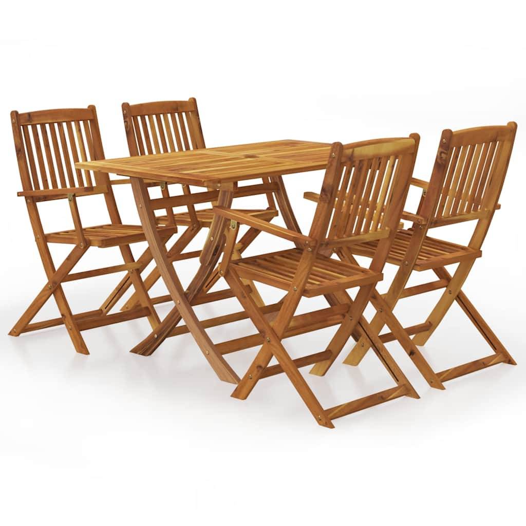 Vidaxl - Ensemble à manger d'extérieur pliable 5pcs Bois d'acacia solide vidaXL 44056 - Image 1