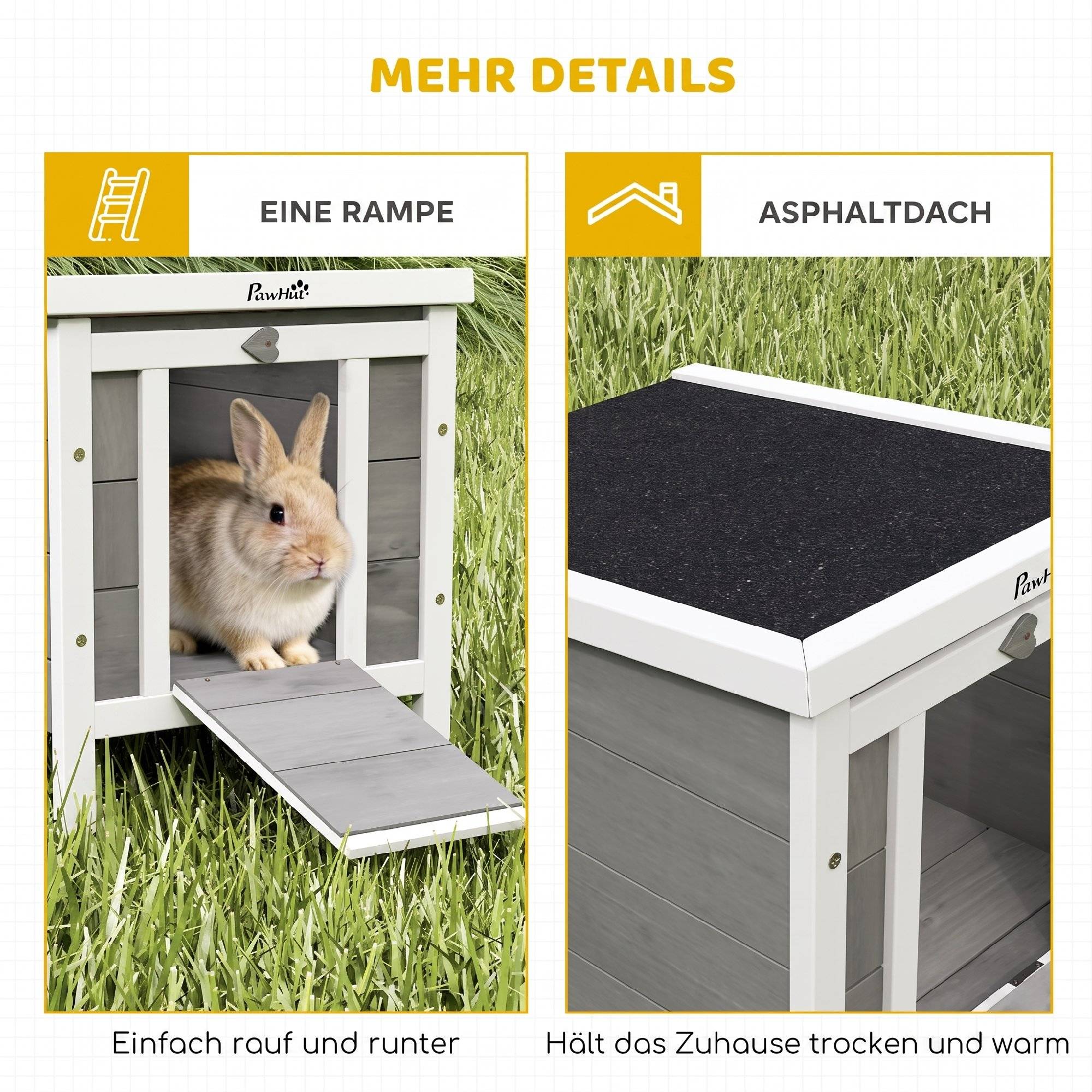 Enclos pour petits animaux en bois gris avec rampe - Image 8