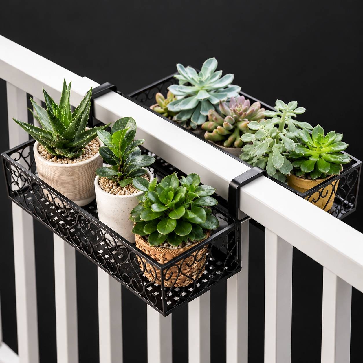 Support Solide Support Pot de Fleurs Suspendu Balcon Rampe Fer Crochet Amovible Décoration Jardin - Image 5
