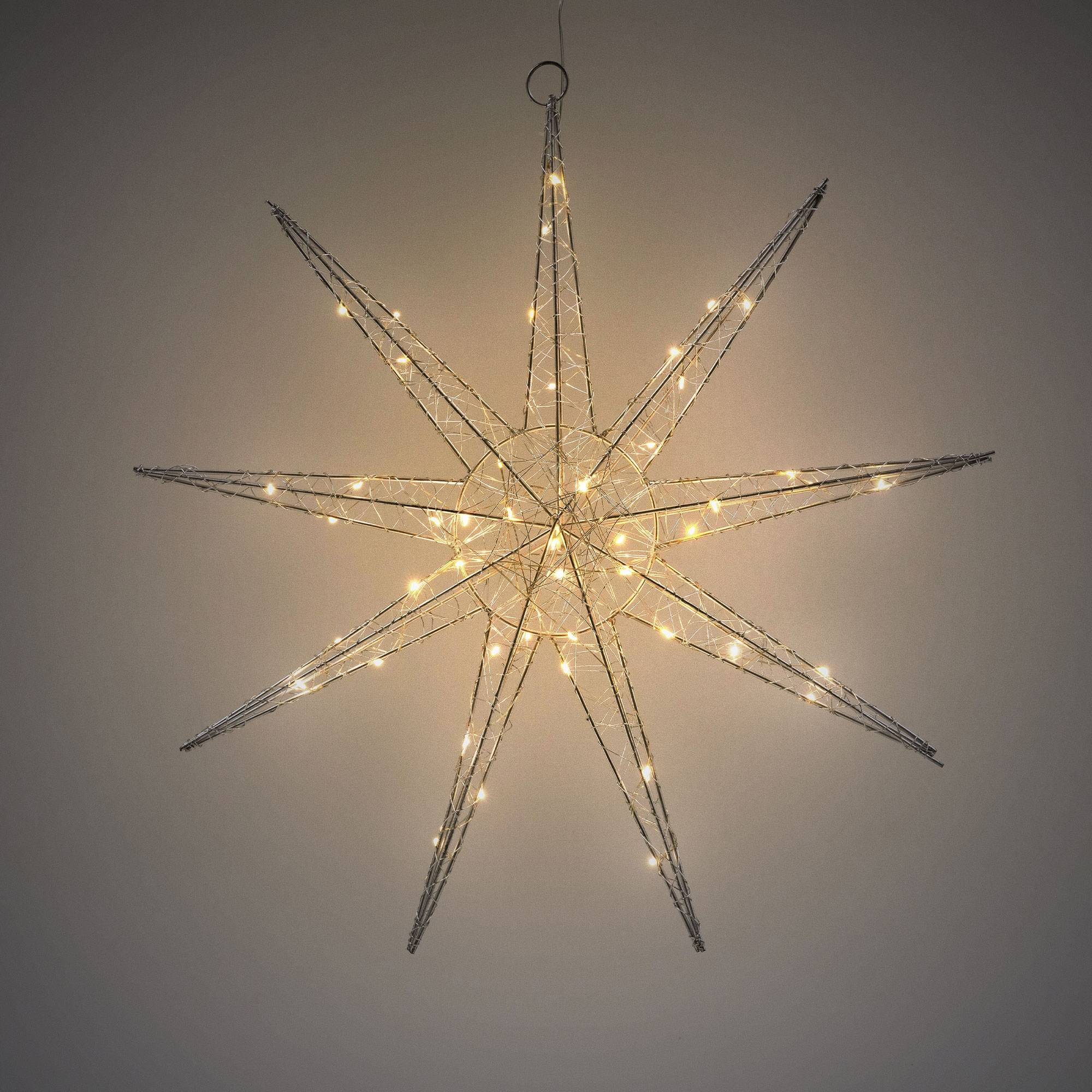 Ecd-Germany - Étoile de Noël LED déco d'hiver avec minuterie étoile lumineuse suspendue 50 cm - Image 6