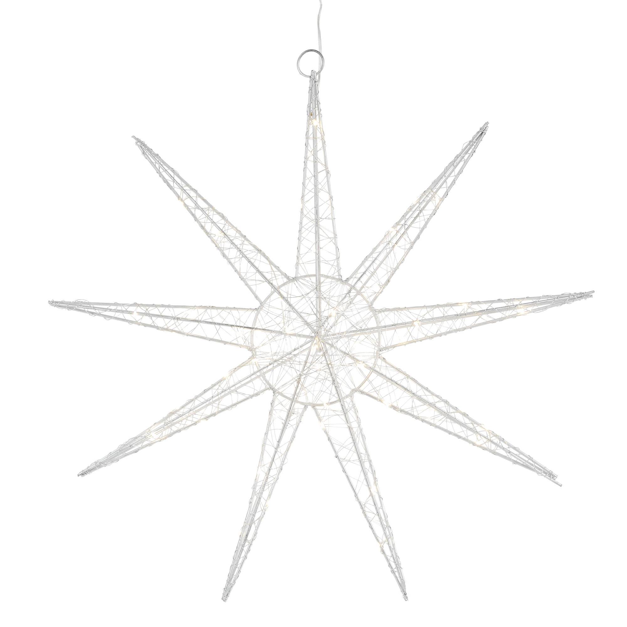 Ecd-Germany - Étoile de Noël LED déco d'hiver avec minuterie étoile lumineuse suspendue 50 cm - Image 1
