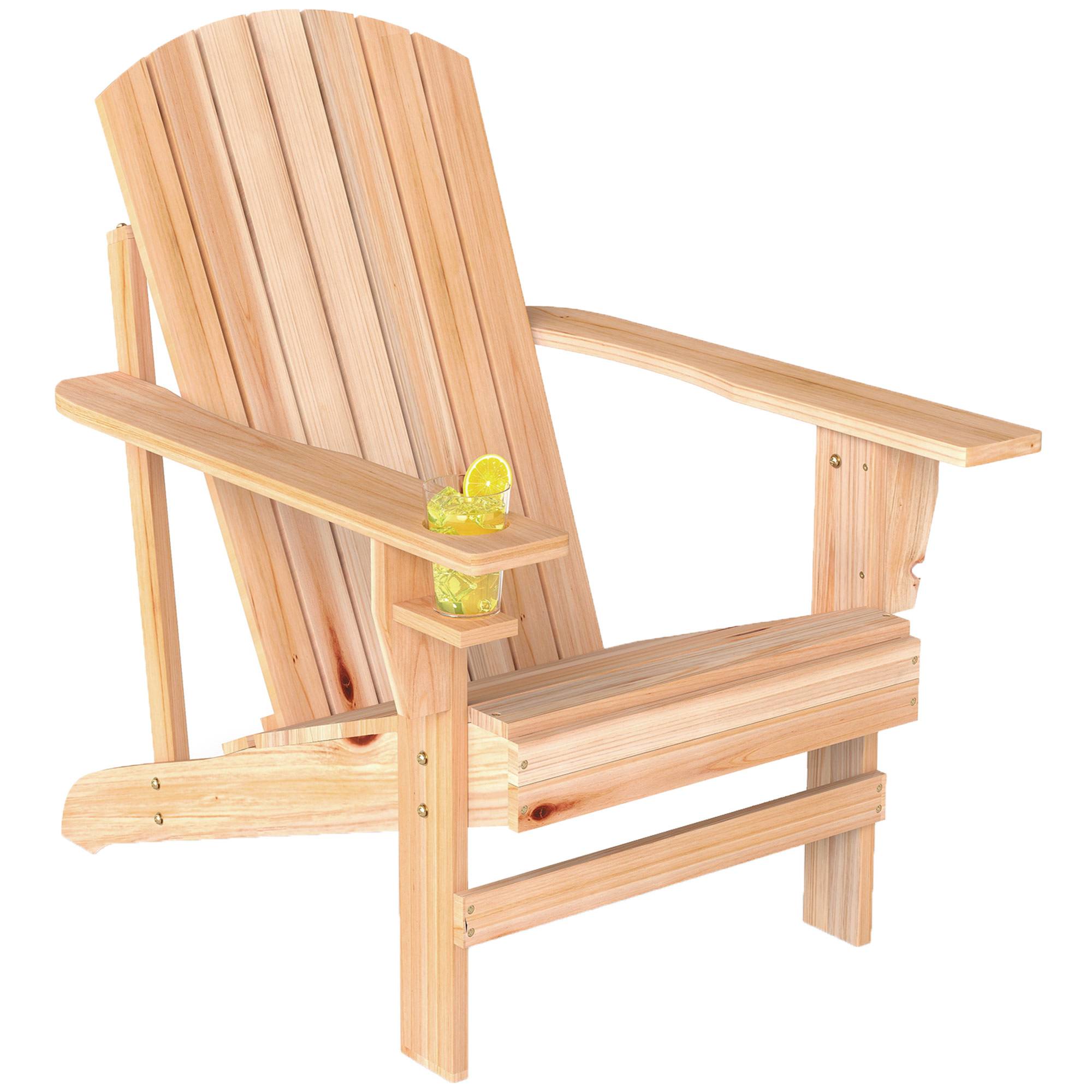 Fauteuil Adirondack bois sapin extérieur Dossier haut avec porte-gobelet 72x95x93cm - ComfortXL Outdoor Living - Image 1