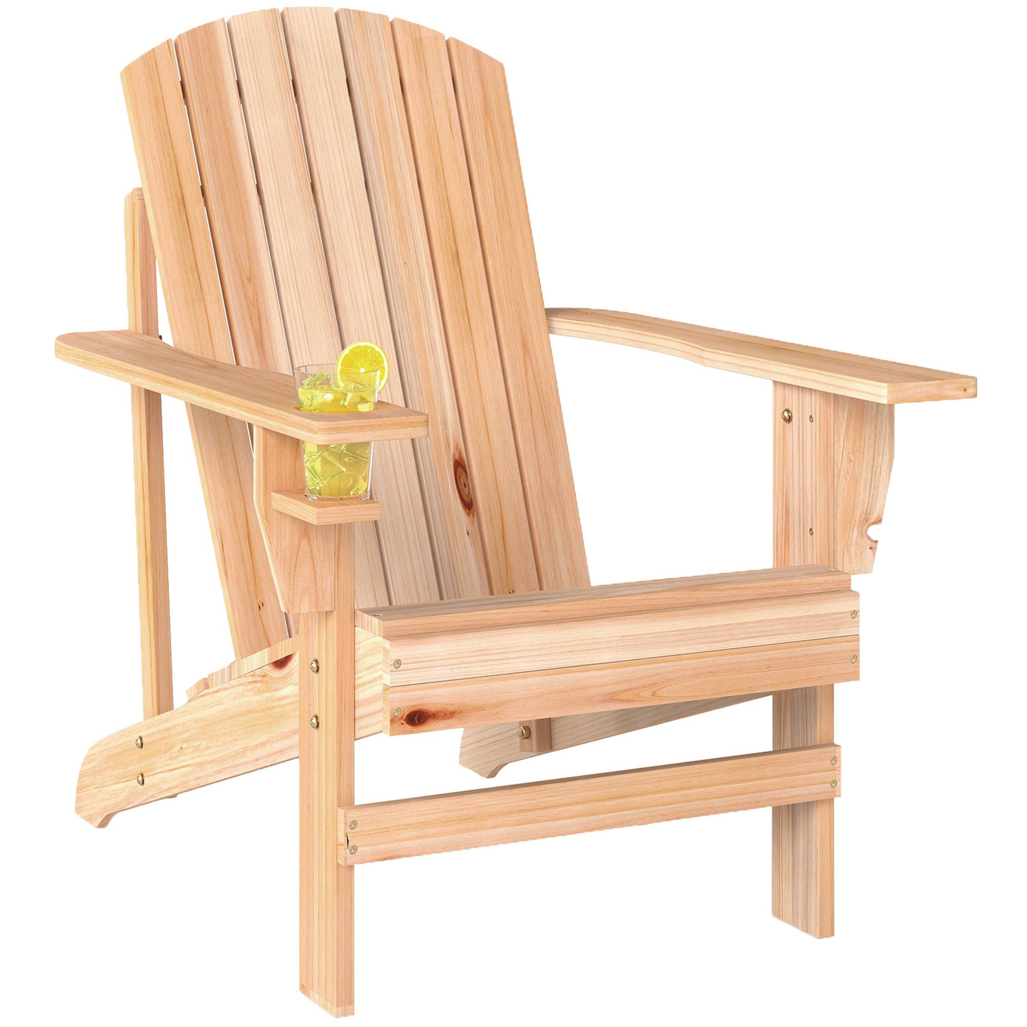 Fauteuil Adirondack bois sapin extérieur Dossier haut avec porte-gobelet 72x95x93cm - ComfortXL Outdoor Living - Image 2