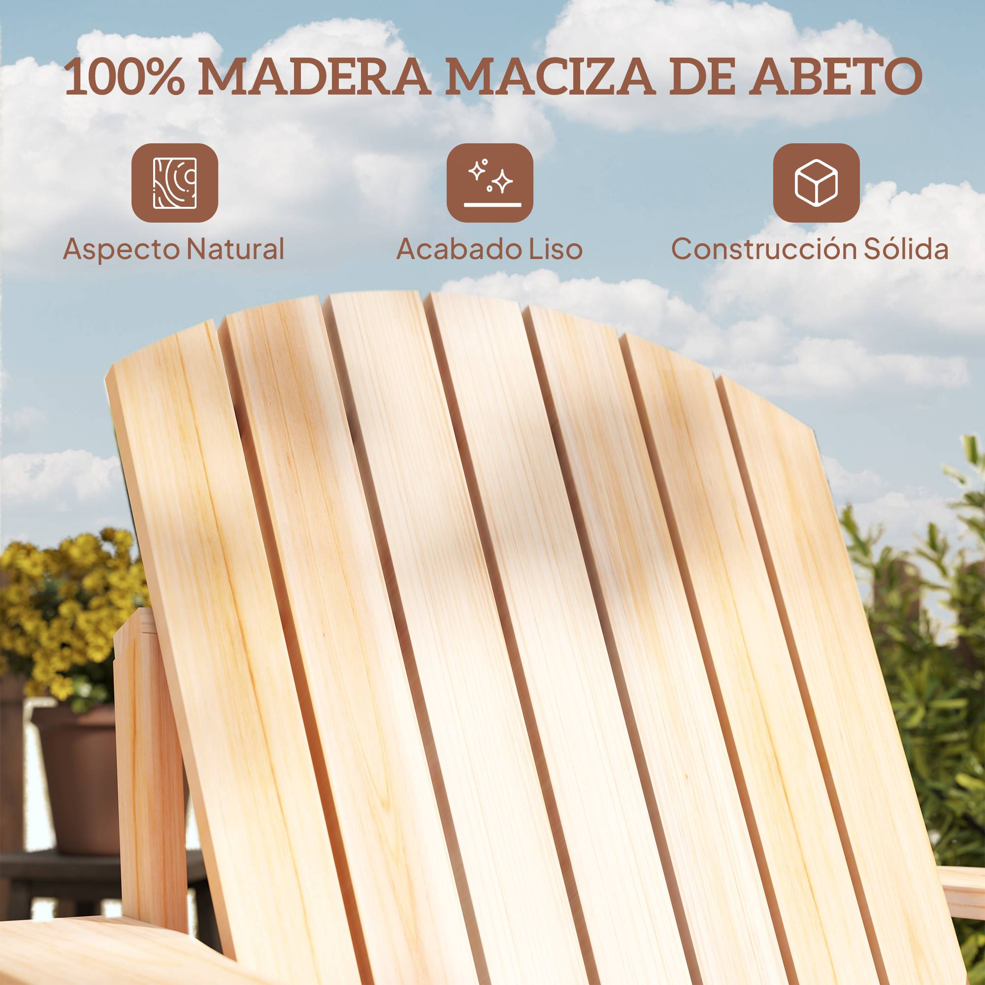 Fauteuil Adirondack bois sapin extérieur Dossier haut avec porte-gobelet 72x95x93cm - ComfortXL Outdoor Living - Image 8