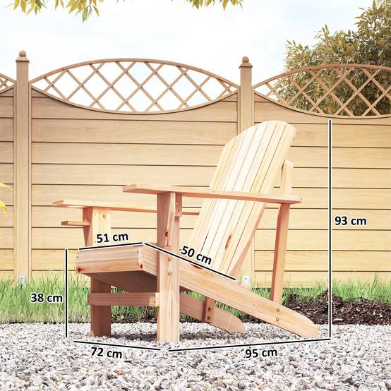 Fauteuil Adirondack bois sapin extérieur Dossier haut avec porte-gobelet 72x95x93cm - ComfortXL Outdoor Living - Image 5