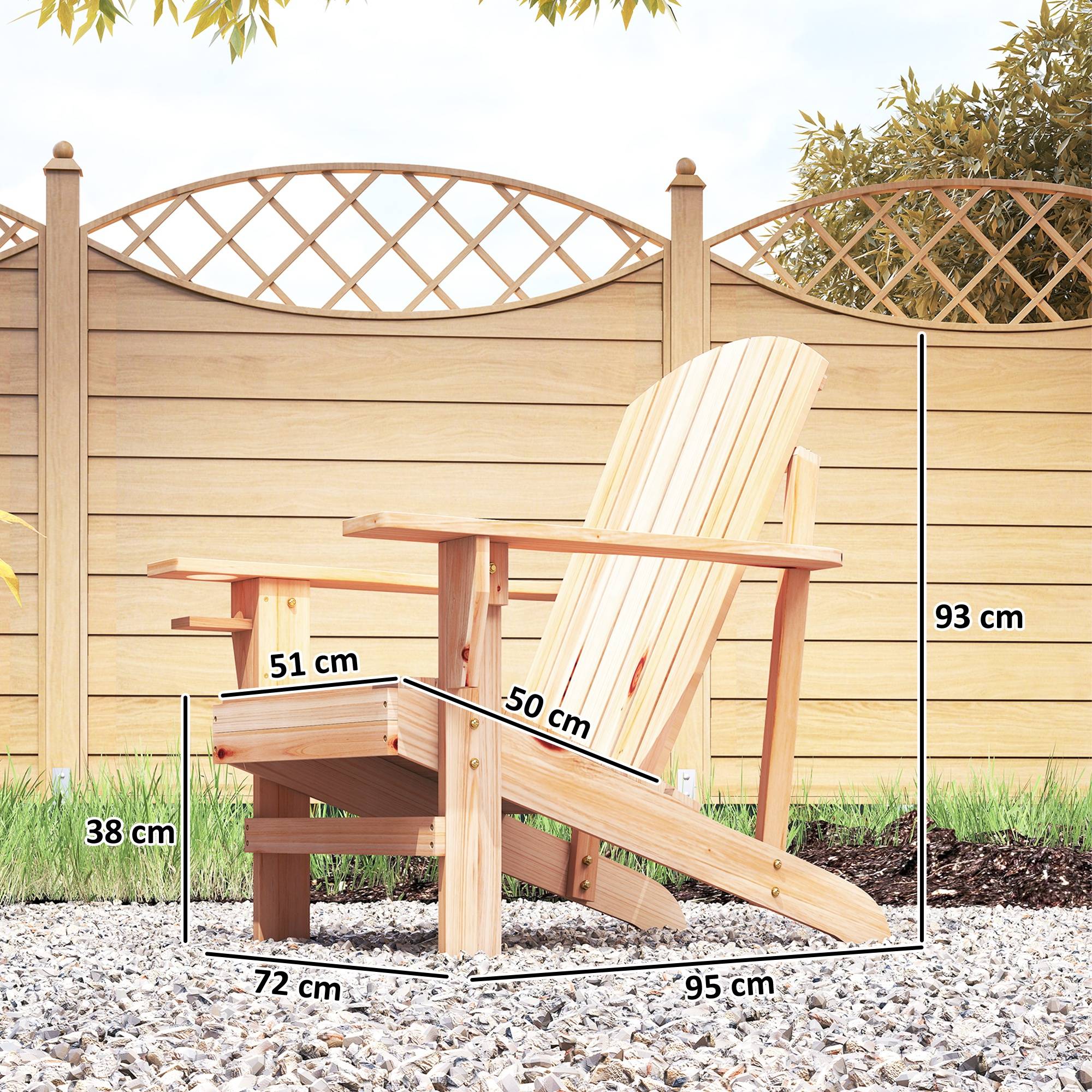 Fauteuil Adirondack bois sapin extérieur Dossier haut avec porte-gobelet 72x95x93cm - ComfortXL Outdoor Living - Image 5