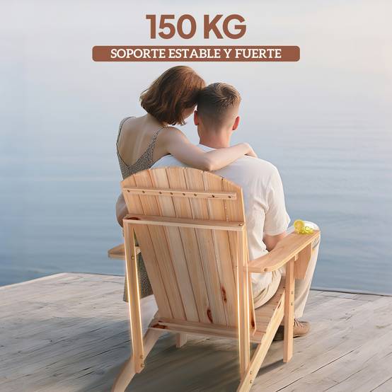 Fauteuil Adirondack bois sapin extérieur Dossier haut avec porte-gobelet 72x95x93cm - ComfortXL Outdoor Living - Image 9