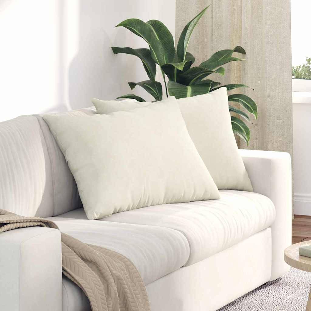 Lot de 2 Coussins de Canapé Velours Côtelé Doux Housse Lavable pour Déco Salon Crème 70x50 cm – ComfortXL Outdoor Living - Image 1