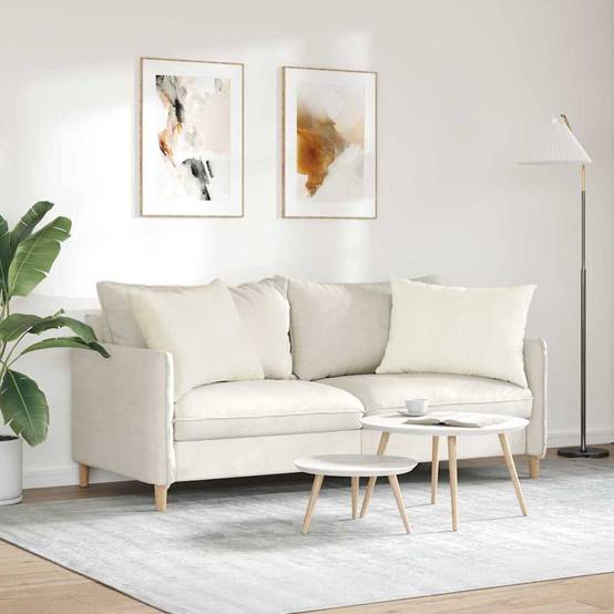 Lot de 2 Coussins de Canapé Velours Côtelé Doux Housse Lavable pour Déco Salon Crème 70x50 cm – ComfortXL Outdoor Living - Image 4