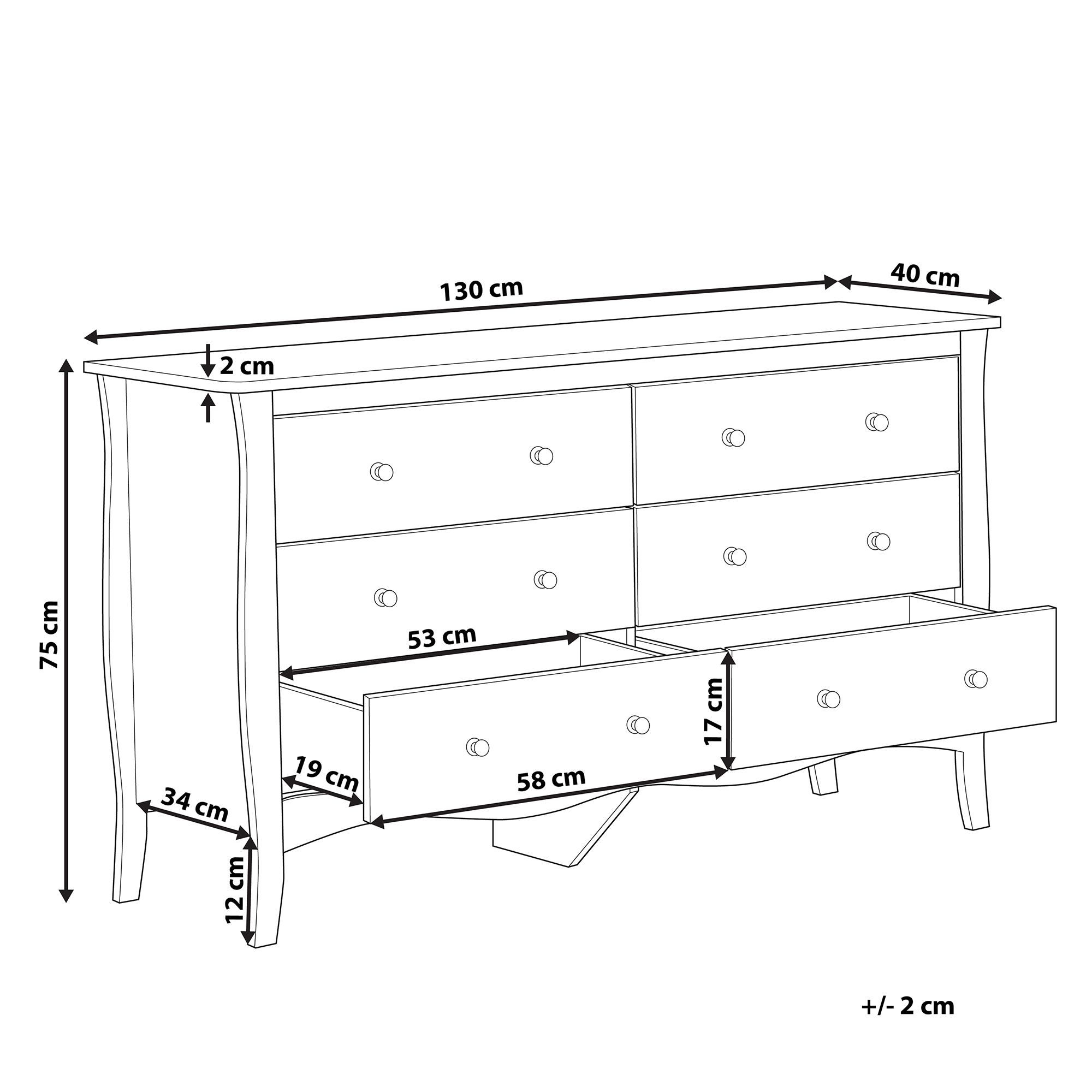 Beliani - Commode MDF Blanc WINCHESTER - 130x40x75- Beliani - Image 3
