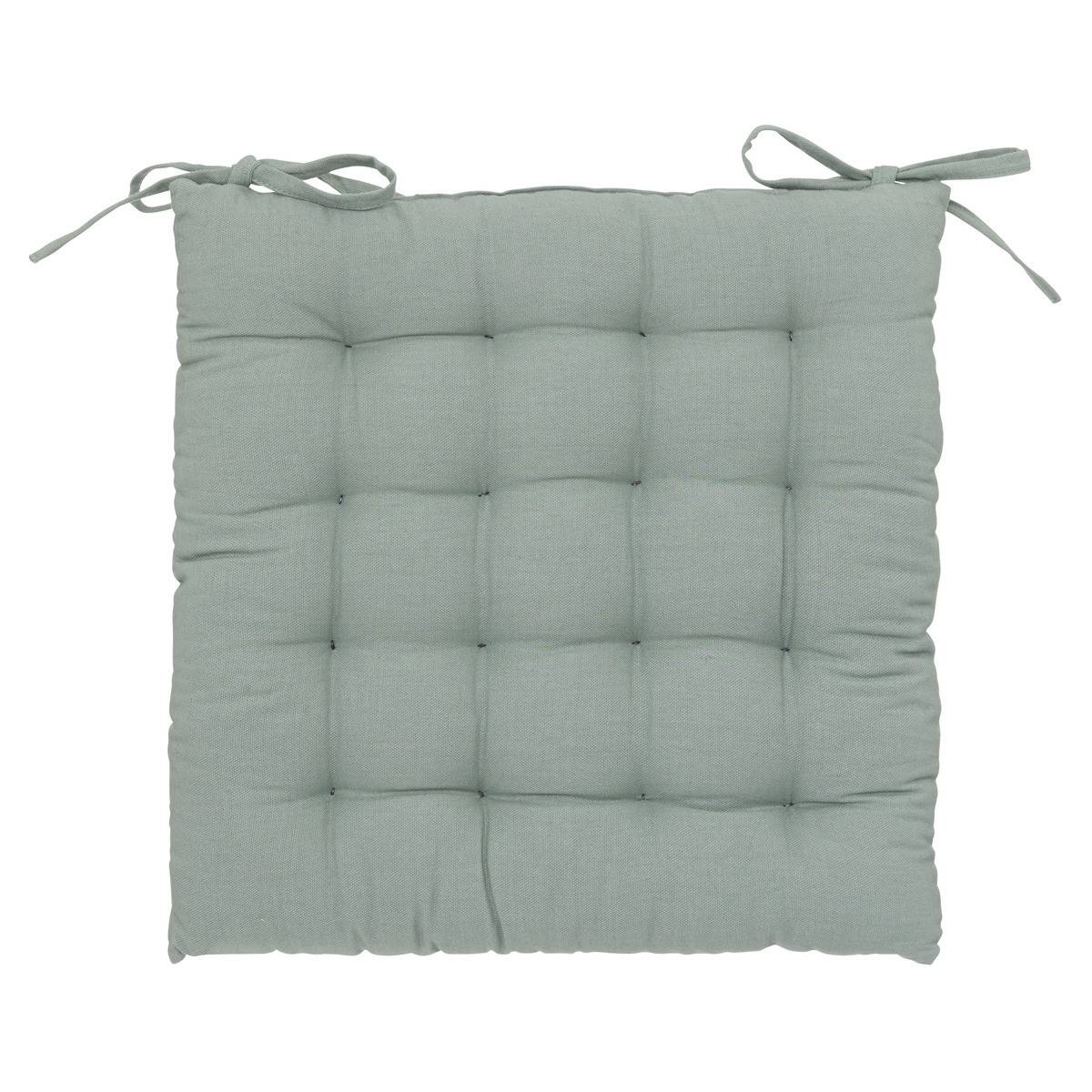 Lot de 2 Galettes de chaise en Coton Vert Céladon 38 x 38 cm - Image 3